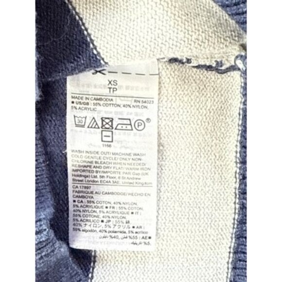 Gap Womens Striped Sweater XS Cotton/Nylon Blend Blue & Gray - Picture 3 of 4